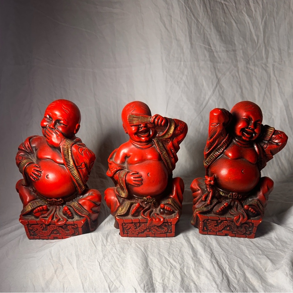 Vintage 1965 Universal Statuary Buddha Trio See, Hear, Speak No Evil